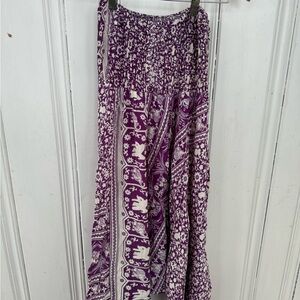 Purple and White Elephant Print Harem Pants